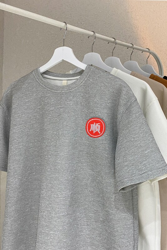 TC21*P22华夫格重磅t恤男夏季新款短袖宽松潮小众痞帅半袖体恤,男装T恤,星座414A-2（原B215-2）