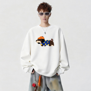 6638*P28美式重磅华棉圆领卫衣春秋季新款潮牌毛巾绣上衣情侣外套，女装短外套，星座414A-2（原B215-2）