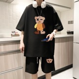 ZT17*P55美式华夫格套装男夏季潮牌T恤短袖ins情侣宽松运动两件套，男装休闲套装，星座414A-2（原B215-2）