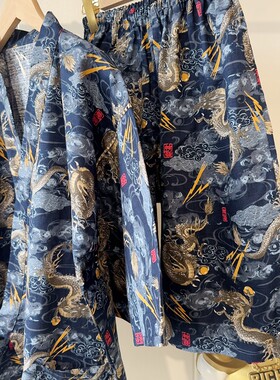 和服祥云龙纹睡衣汗蒸服可亲子