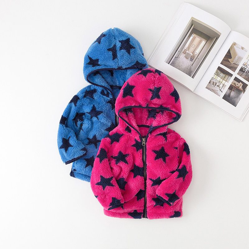 品牌单中大童秋冬柔软珊瑚绒拉链连帽外套纯色有口袋开衫上衣休闲