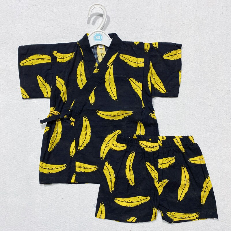婴幼儿小童夏纯棉纱家居服儿童和服桑拿汗蒸服薄睡衣套浴衣空调服