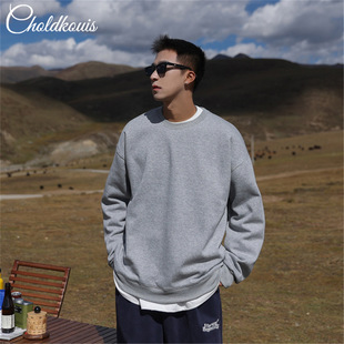 港风潮牌上衣春秋冬季 圆领卫衣男士 重磅美式 情侣宽松 官网热销