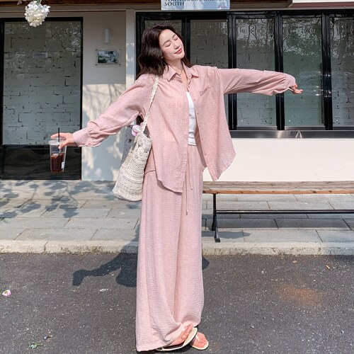 多巴胺慵懒风显瘦阔腿裤两件套女