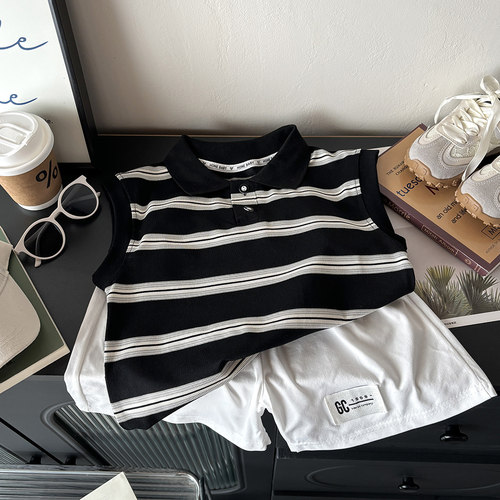 儿童背心套装夏季新款韩版时尚男女童宝宝薄款无袖短裤两件套童装