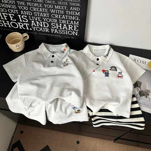 儿童短袖套装男女童polo衫两件套夏季新款韩版休闲中大童短袖短裤