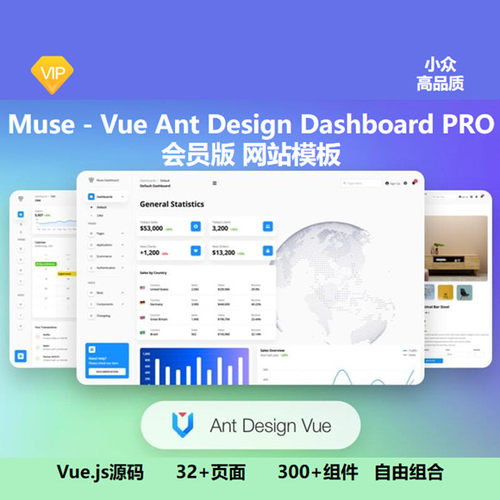 Muse - Vue Ant Design Dashboard PRO网站模板 Creative Tim - 封面
