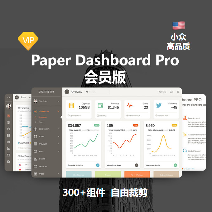 Paper Dashboard Pro 网站模板 Html 会员版 国外小众新款网站