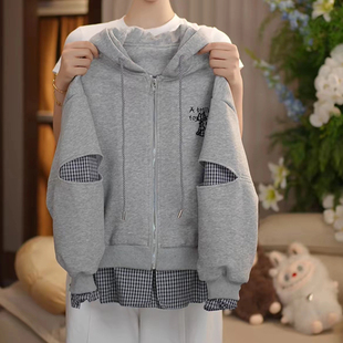 女童外套秋冬加厚2025新款儿童韩系穿搭学生大童秋季女孩连帽上衣