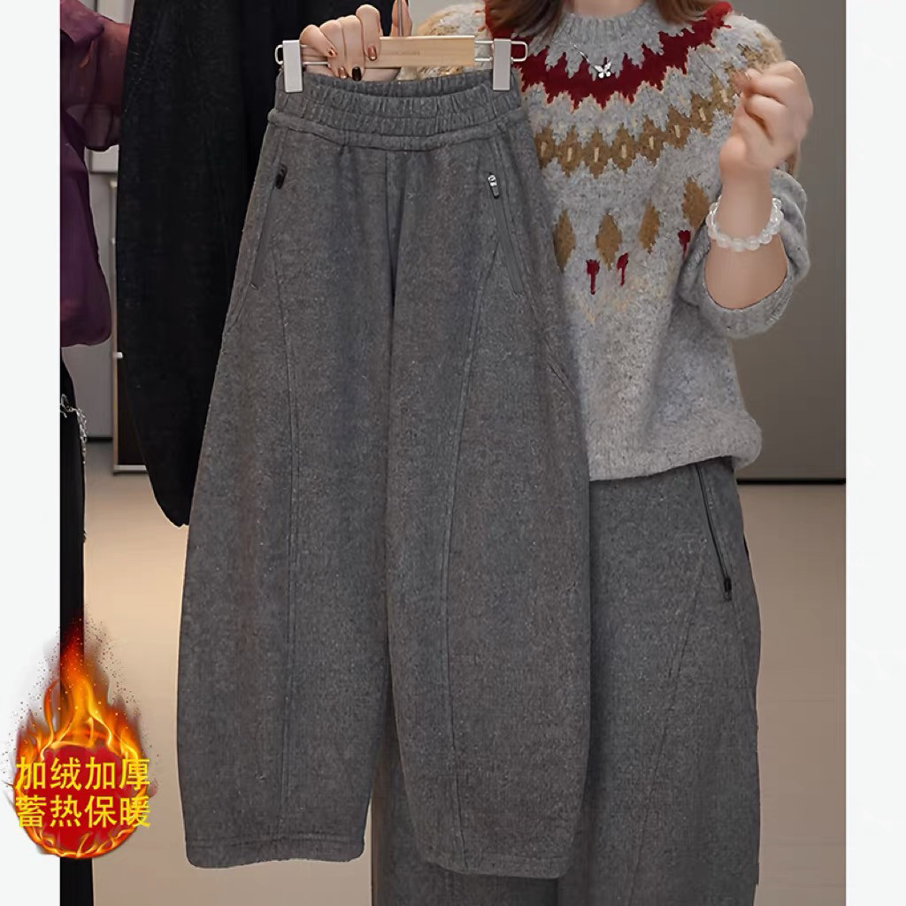 女童加绒裤子秋冬2025新款糯米裤加厚一体绒毛呢阔腿裤保暖弯刀裤,童装/婴儿装/亲子装,裤子,淘宝优惠券,粉丝福利购,淘宝优惠卷