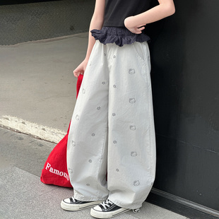女童裤子夏季2026超火儿童新款束脚休闲裤夏款大童宽松洋气防蚊裤