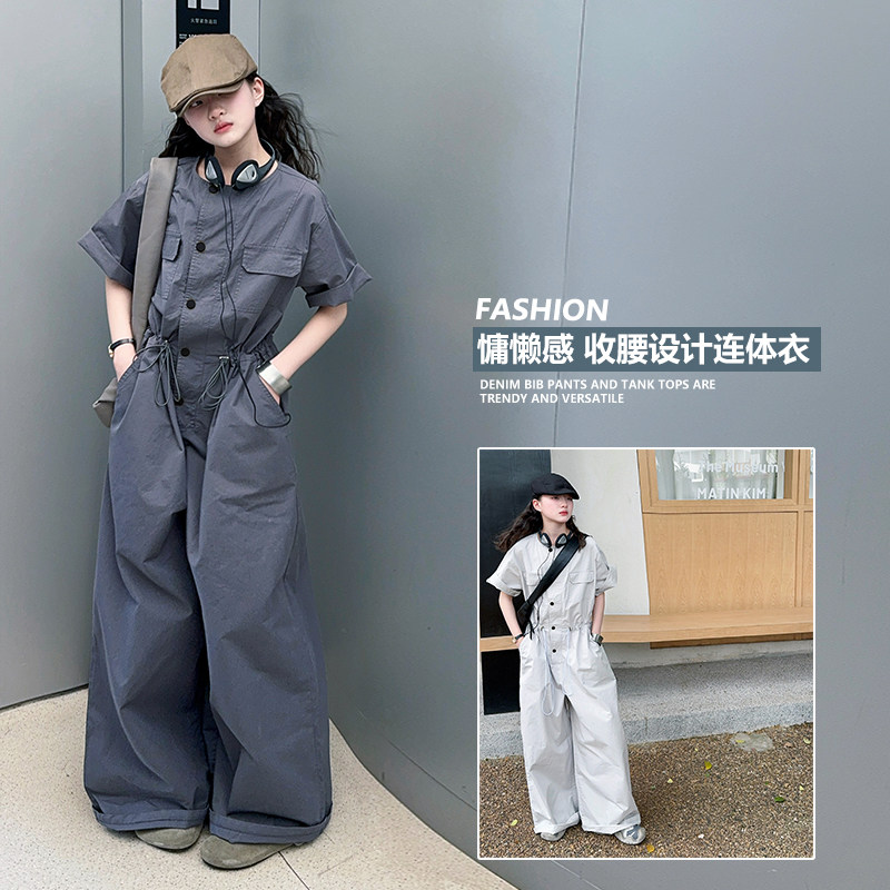 女童工装连体裤两件套图片