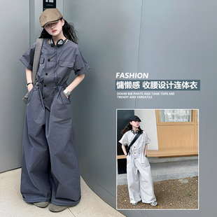 女童套装2026新款夏季薄款韩系儿童宽松休闲工装连体裤两件套夏装
