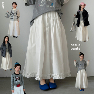 女童裙子春秋中长款儿童漂亮白色半身裙夏季薄款巨好看女孩长裙