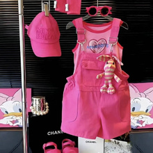 女童背带裤套装夏季2025新款儿童多巴胺韩系穿搭夏装女孩网红炸街