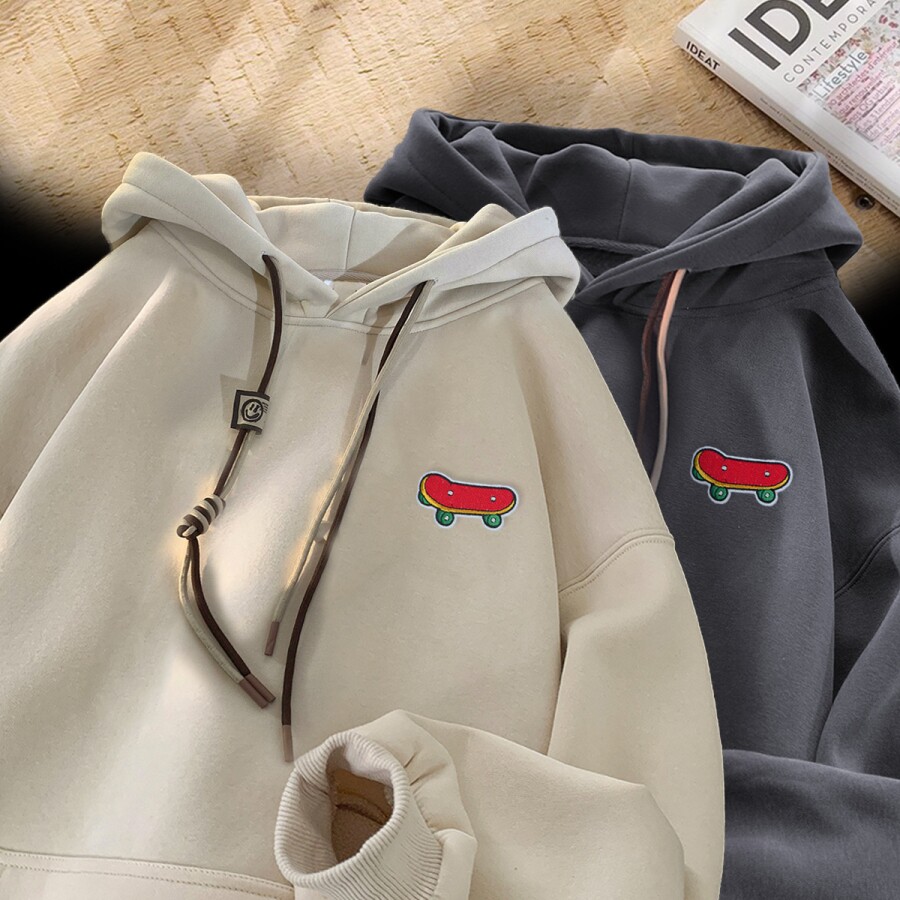 刺绣字母秋季连帽卫衣嘻哈街头潮牌宽松帽衫上衣服LW218P55控75,男装卫衣,星座414A-3（原B215-3）