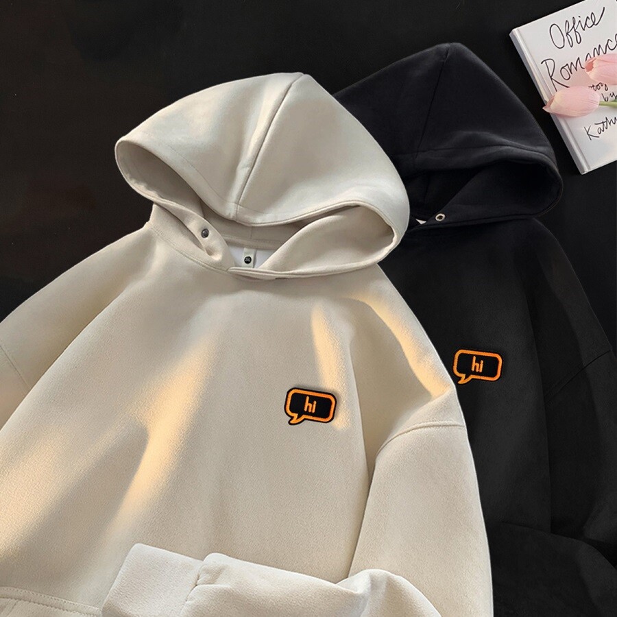 麂皮绒重磅卫衣男港风宽松2025新款春复古硬挺连帽衫GM101P50,男装卫衣,星座414A-3（原B215-3）
