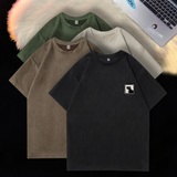 270G重磅压印麂皮绒短袖T恤男夏季2023半袖上衣男GT034P28控40，男装T恤，星座414A-3（原B215-3）