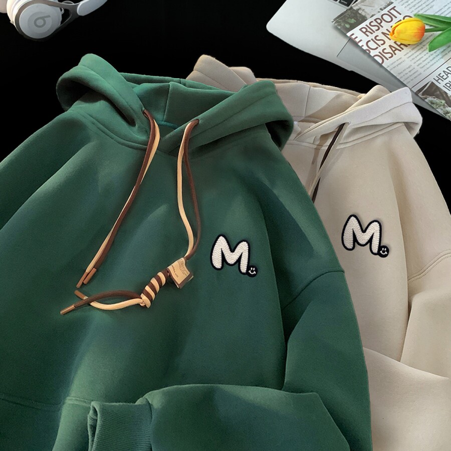 刺绣字母秋季连帽卫衣嘻哈街头潮牌宽松帽衫上衣服LW246P55控75,男装卫衣,星座414A-3（原B215-3）