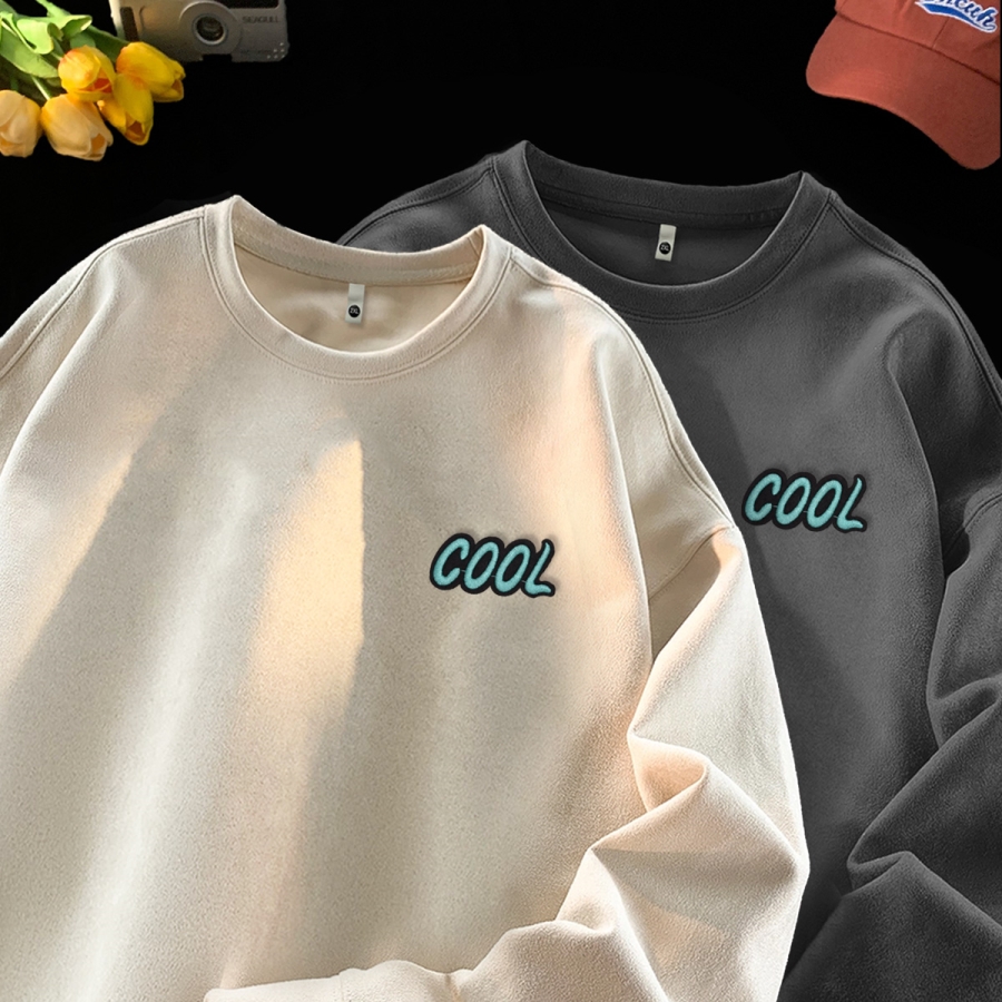 复古重磅刺绣卫衣男秋冬麂皮绒长袖上衣T恤男款GW206P35控50，男装T恤，星座414A-3（原B215-3）