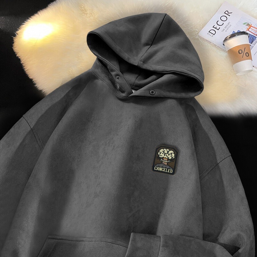 麂皮绒卫衣男秋季美式痞帅套头衣服潮牌宽松连帽外套GM050P50,女装短外套,星座414A-3（原B215-3）