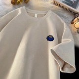 T恤男款夏季麂皮绒美式复古短袖大码潮牌宽松体恤GT032P28控40，男装T恤，星座414A-3（原B215-3）