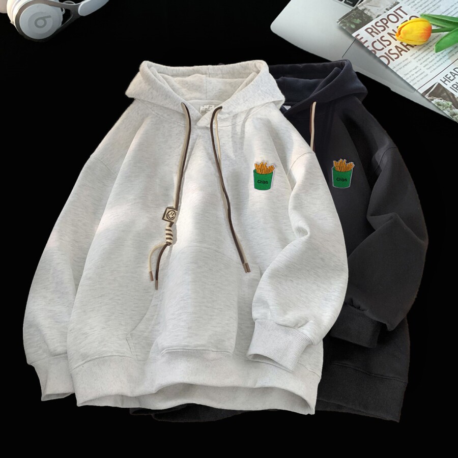 刺绣字母秋季连帽卫衣嘻哈街头潮牌宽松帽衫上衣服LW238P55控75,男装卫衣,星座414A-3（原B215-3）