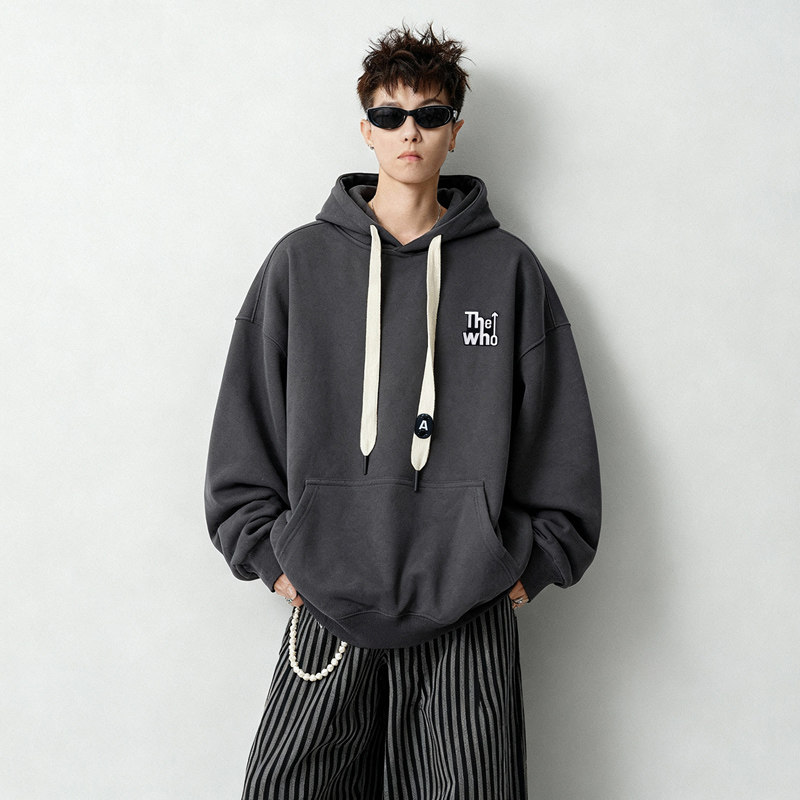刺绣字母秋季连帽卫衣嘻哈街头潮牌宽松帽衫上衣服AW254P55控75,男装卫衣,星座414A-3（原B215-3）
