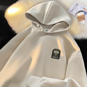 麂皮绒卫衣男秋季美式痞帅套头衣服潮牌宽松连帽外套GM050 P50图片