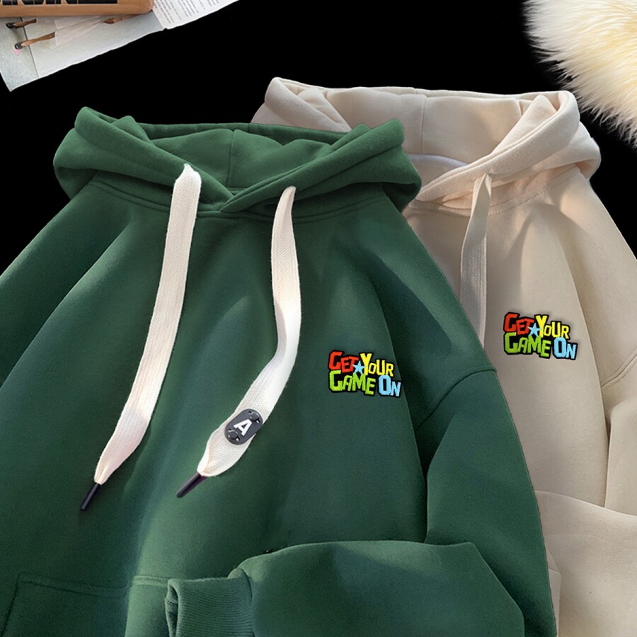刺绣字母秋季连帽卫衣嘻哈街头潮牌宽松帽衫上衣服AW223P55控75,男装卫衣,星座414A-3（原B215-3）