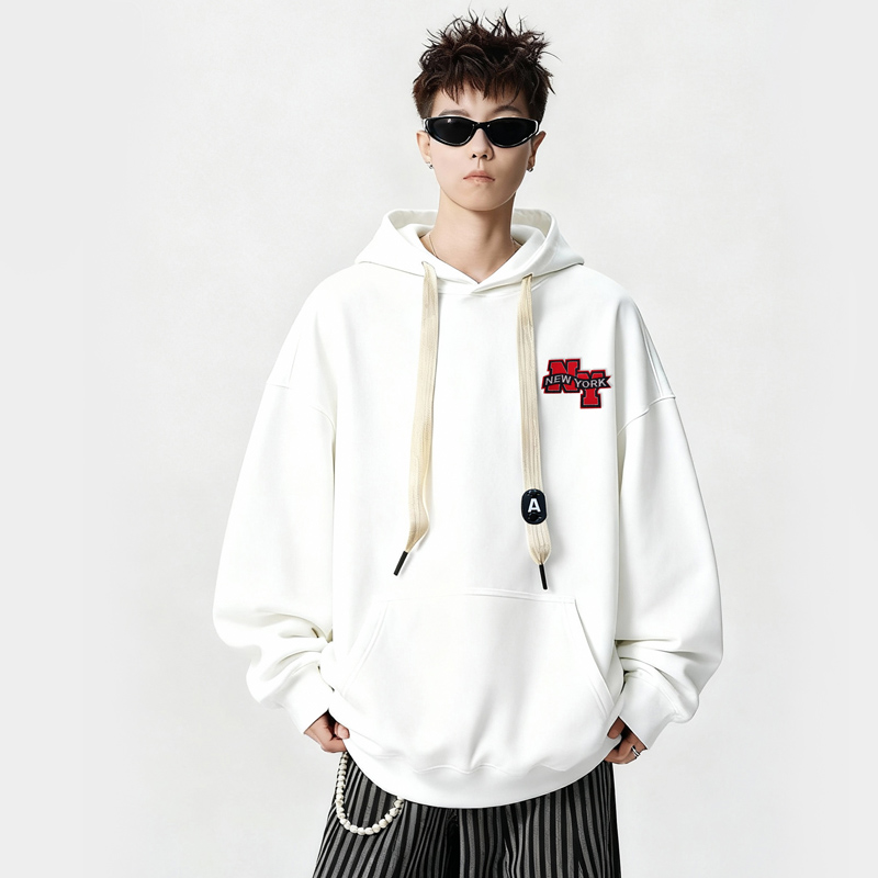 刺绣字母秋季连帽卫衣嘻哈街头潮牌宽松帽衫上衣服AW016P55控75，男装卫衣，星座414A-3（原B215-3）