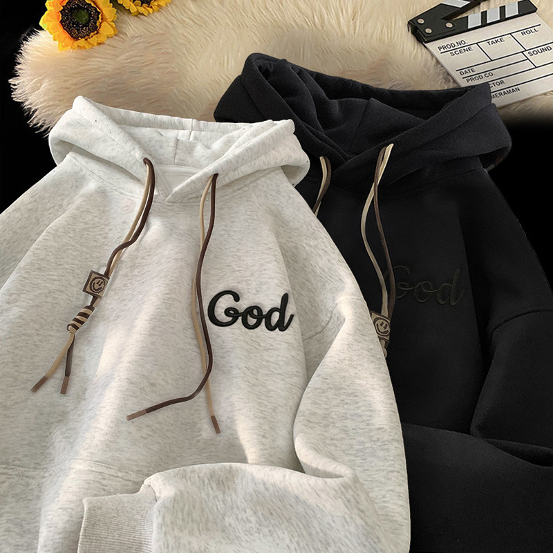 刺绣字母秋季连帽卫衣嘻哈街头潮牌宽松帽衫上衣服LW282P55控75，男装卫衣，星座414A-3（原B215-3）