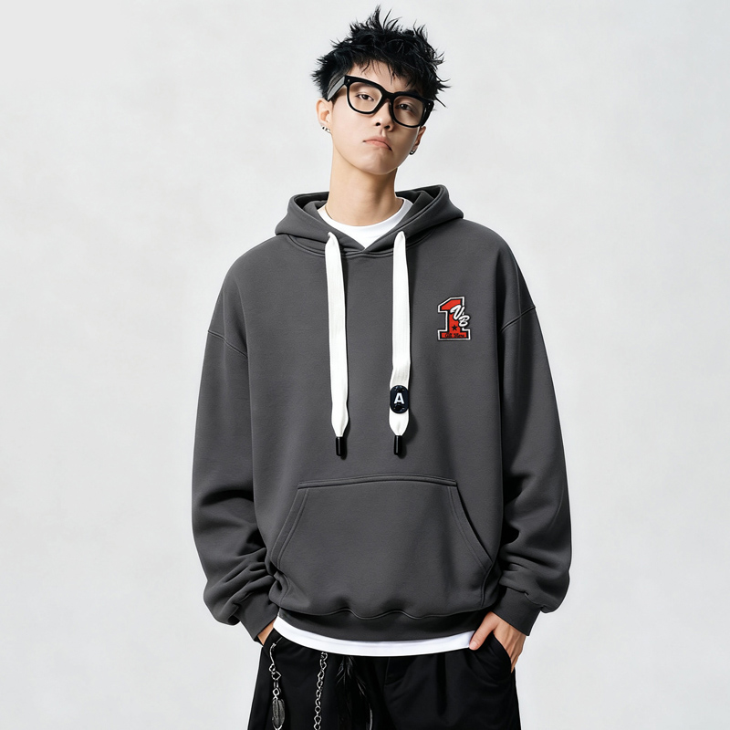 刺绣字母秋季连帽卫衣嘻哈街头潮牌宽松帽衫上衣服AW021P55控75，男装卫衣，星座414A-3（原B215-3）