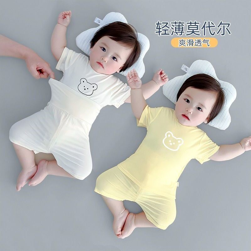 婴幼儿童短袖短裤两件套装2026新款纯棉宝宝小孩家居服睡衣夏天薄