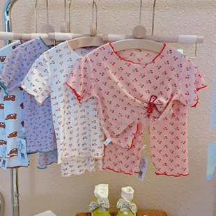 婴儿家居服套装冰丝超薄款宝宝空调服男童夏装女童睡衣服小童夏季