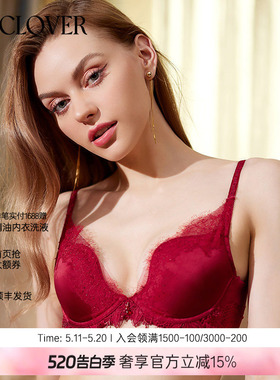 兰卡文轻奢刺绣蕾丝小胸聚拢4/4模杯挚爱西西里红色LC11WA1
