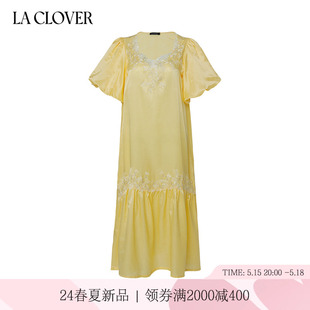 春夏新品 兰卡文梦幻仲夏系列长裙女蕾丝花边睡裙LC44XE1