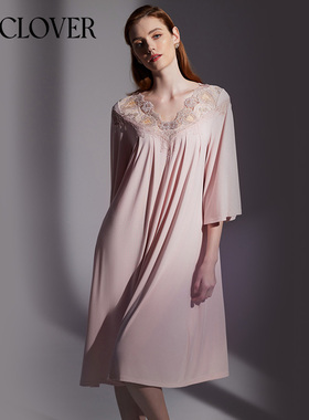 兰卡文挚爱女神系列九分袖莫代尔中长睡裙LC44XS2