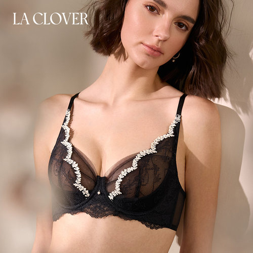 兰卡文LA CLOVER春野初见4/4薄杯文胸蕾丝女CC13AG1