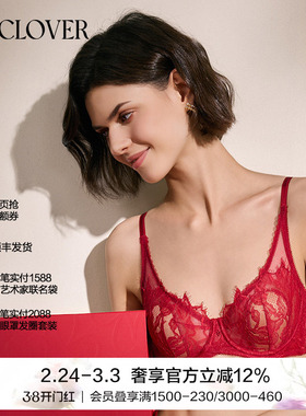 LACLOVER兰卡文性感蕾丝薄文胸内衣曼妙花海红色本命年LC13SW1