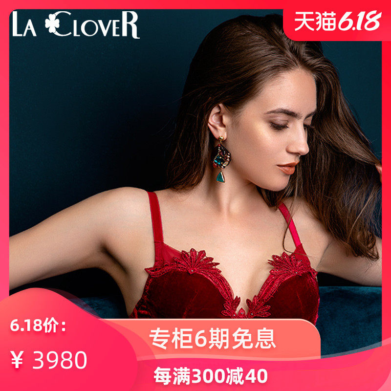 LACLOVER兰卡文歌剧魅影系列生肖红丝绒3/4厚杯聚拢文胸LC11KD1