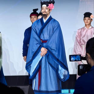 只此青绿簪花郎汉服古装男款剧目舞蹈服装演出服定制出租