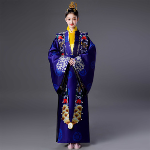 明制汉服国风表演服装深蓝色改良汉服演出服舞台服装定制出租