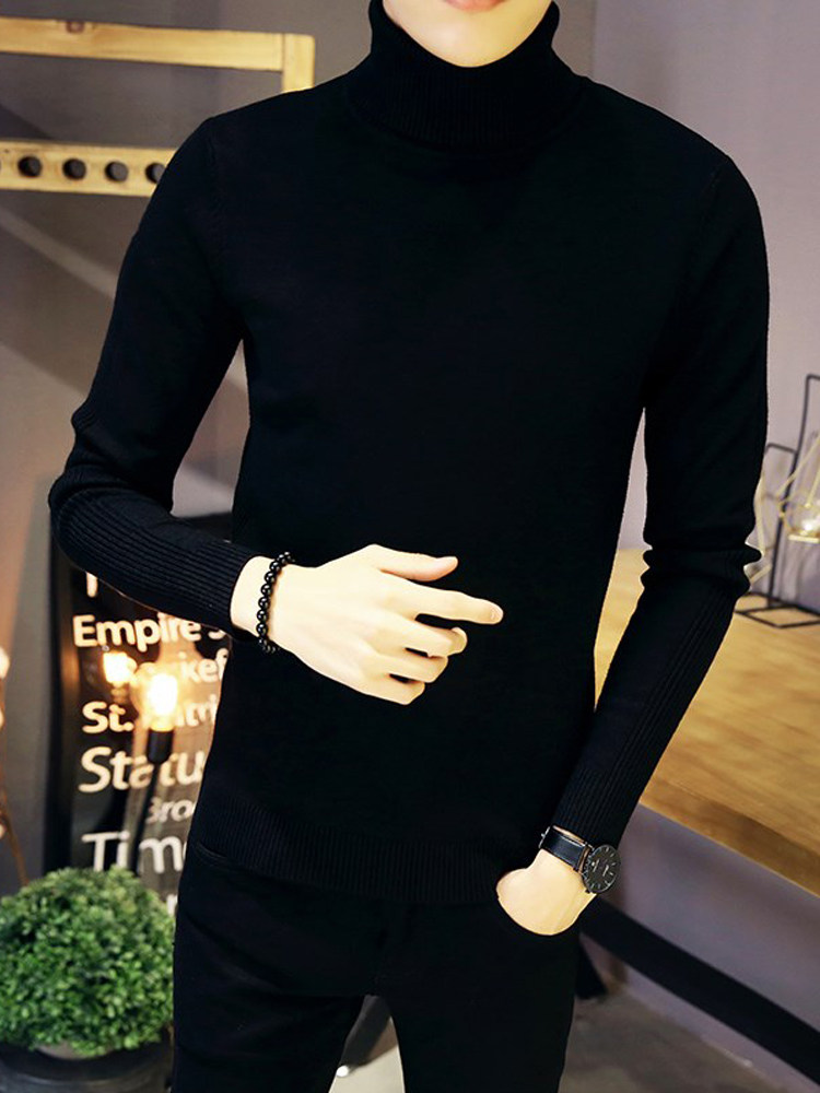 高领毛衣男2025秋冬加厚加绒保暖打底衫潮流修身男士休闲针织衫my
