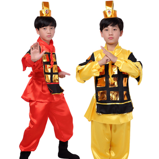儿童古代士兵服装男童女孩花木兰演出服古装盔甲戏曲朗诵表演服