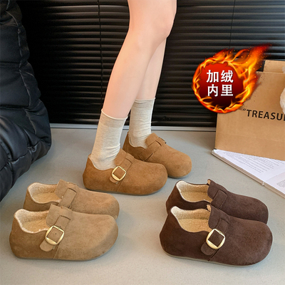 厚底内增高加绒全包勃肯鞋女2025