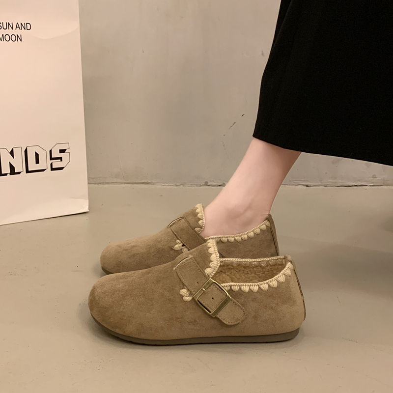 复古厚底全包加绒勃肯鞋女2025