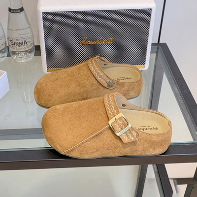 厚底内增高勃肯鞋包头半拖鞋女