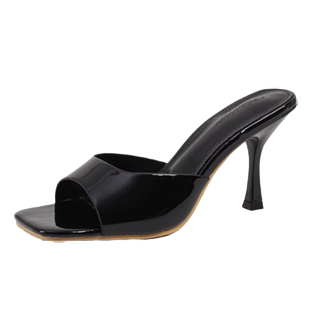 显瘦显脚白裸色高跟鞋女2026夏季新款复古方头细跟凉鞋一字凉拖鞋