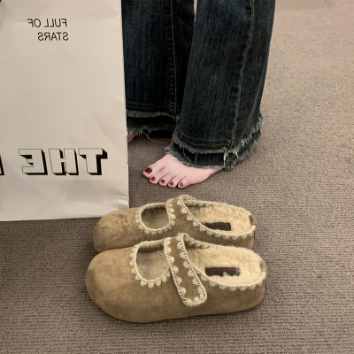 厚底内增高加绒勃肯鞋包头半拖鞋